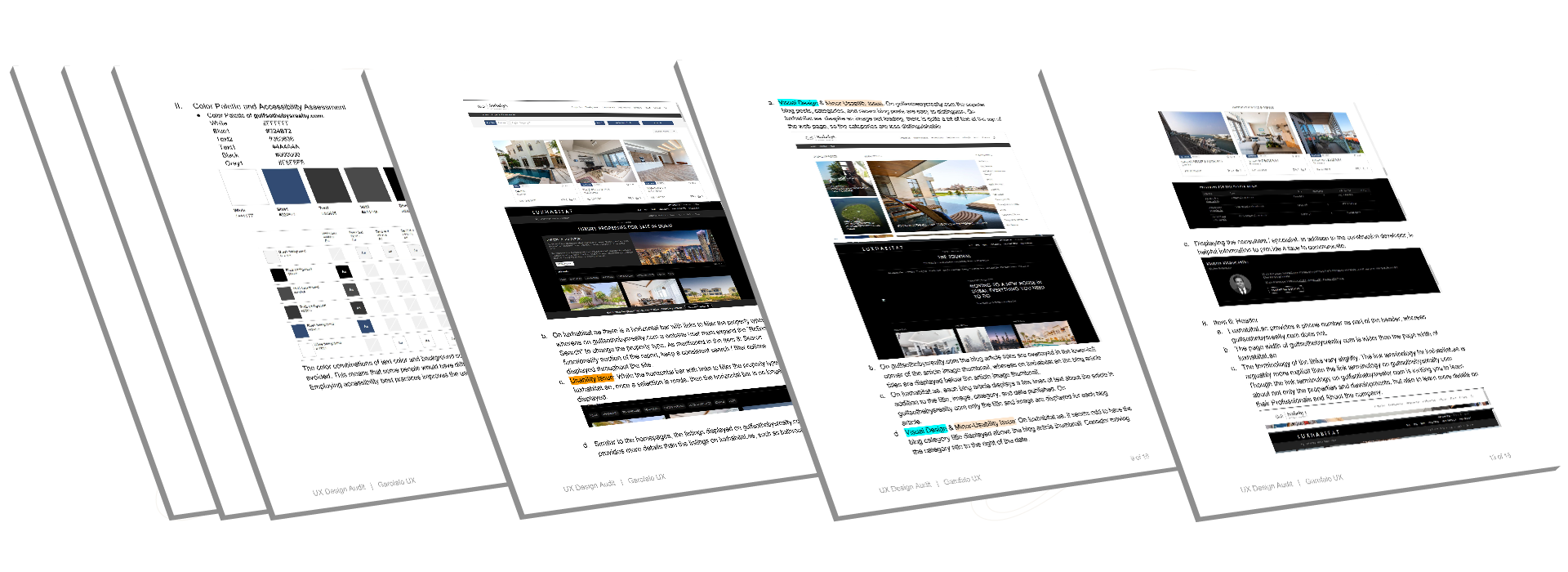 Screen Captures of example project: User Experience (UX) Audit