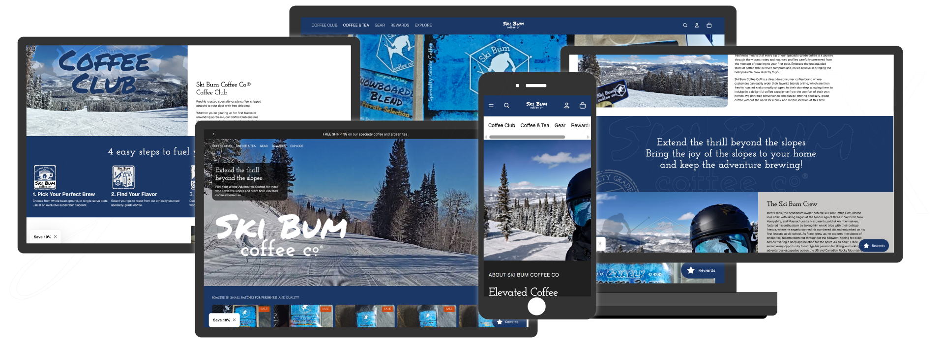 Screen Captures of example project: eCommerce Experience for Coffee Brand