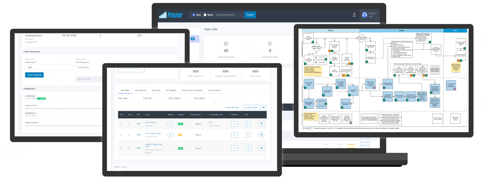 Screen Captures of example project: Manufacturing Production and Task Tracking Web-App