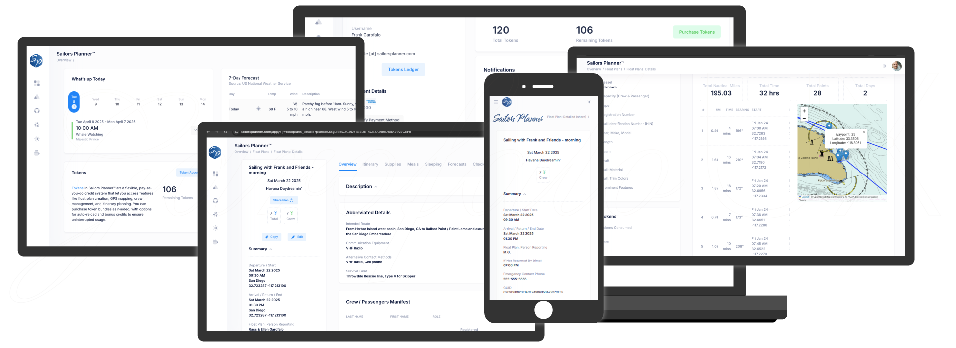 Screen Captures of example project: Sailing Software-as-a-Service