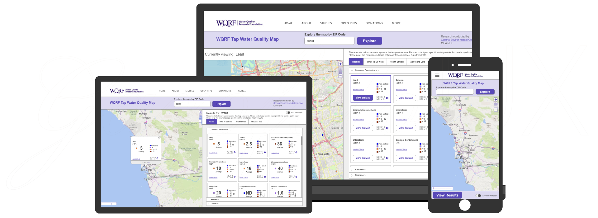 Screen Captures of example project: Tap Water Mapping Interface