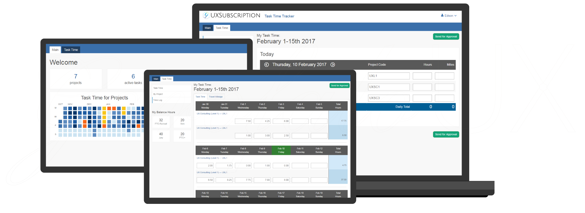 Screen Captures of example project: Task Time Tracker